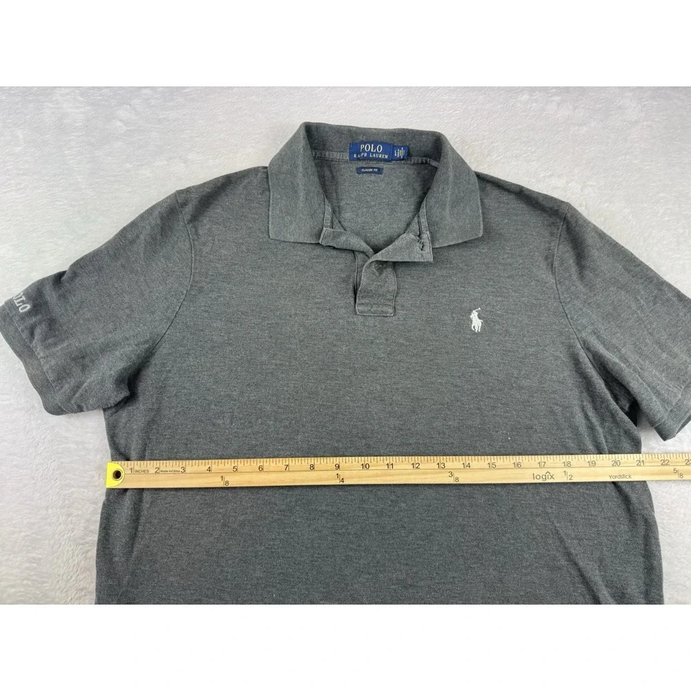 Polo Ralph Lauren Men's Gray  Slim Fit Short‎ Sleeve Polo Shirt Size L